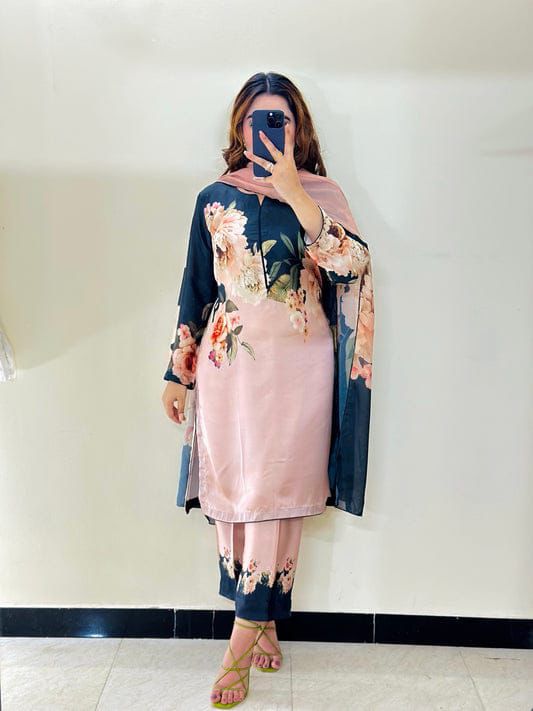 Premium Digital Print Satin Silk Suit
