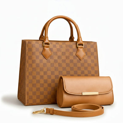 2-PCS Checkered Premium Handbags Set
