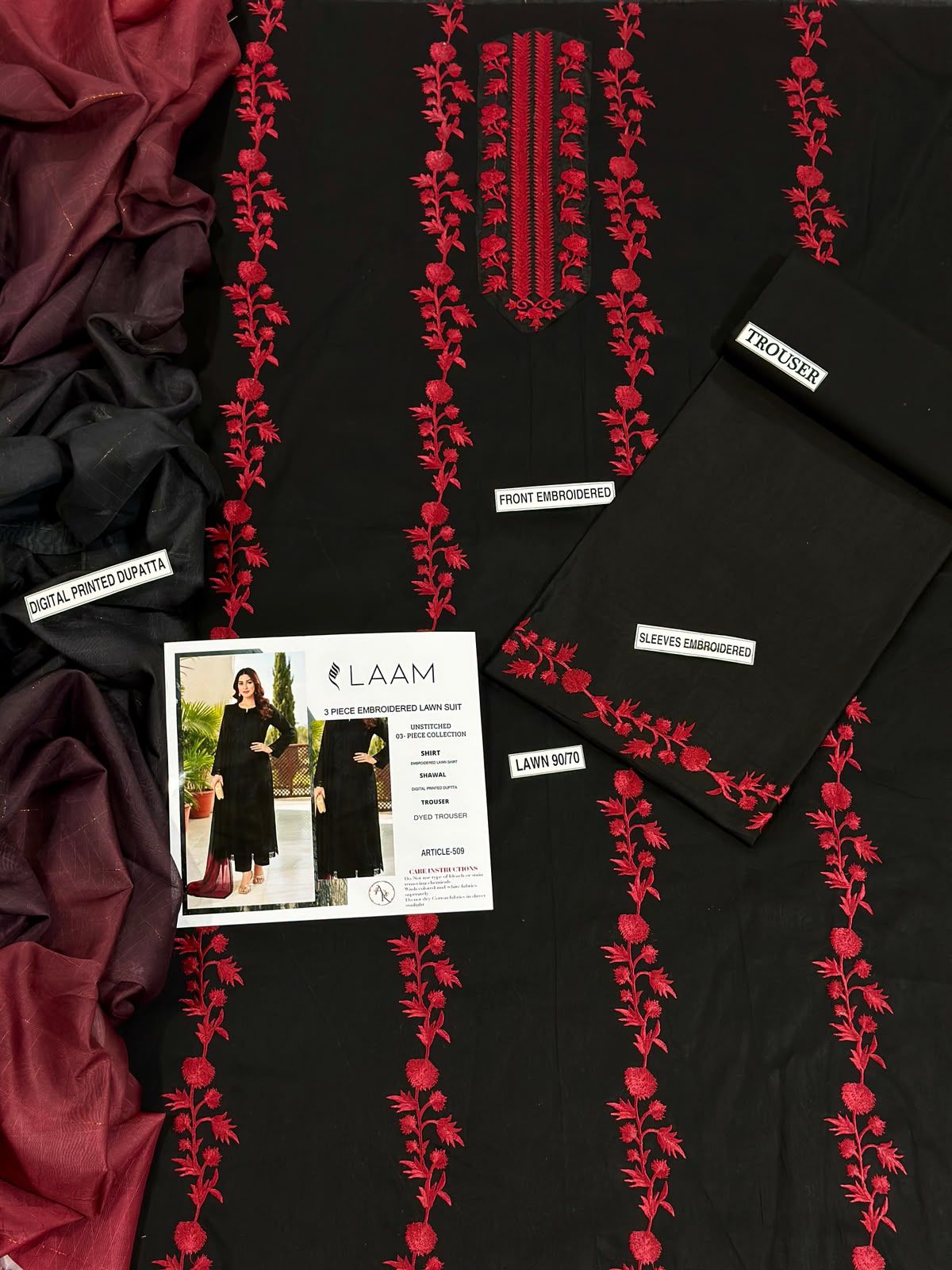 PURE LAWN 3PC EMBROIDERED