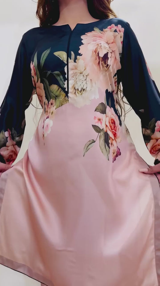 Premium Digital Print Satin Silk Suit
