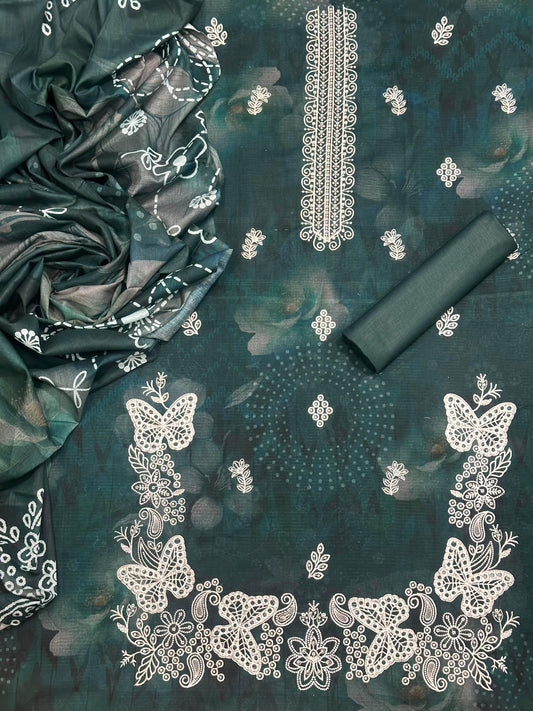 Embroidered 3-Piece Lawn Suit - Digital Print۔